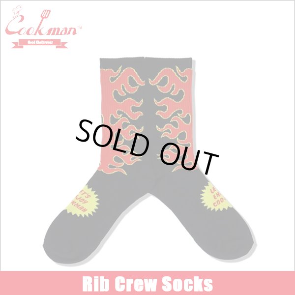 画像1: COOKMAN クックマン Rib Crew Socks Afterburner BLACK/RED (1)