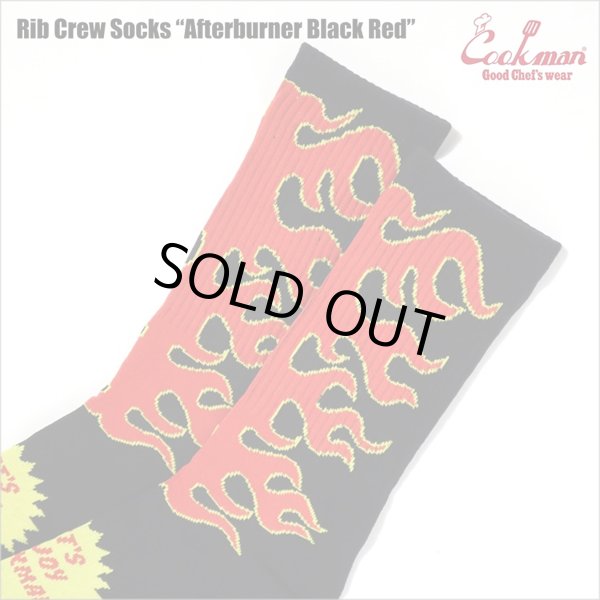 画像2: COOKMAN クックマン Rib Crew Socks Afterburner BLACK/RED (2)