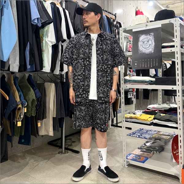 画像3: 【送料無料】COOKMAN クックマン S/Sワークシャツ Light Paisley BLACK (3)