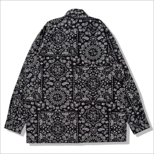 画像2: 【送料無料】COOKMAN クックマン L/Sワークシャツ Paisley BLACK (2)