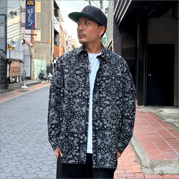 画像3: 【送料無料】COOKMAN クックマン L/Sワークシャツ Paisley BLACK (3)