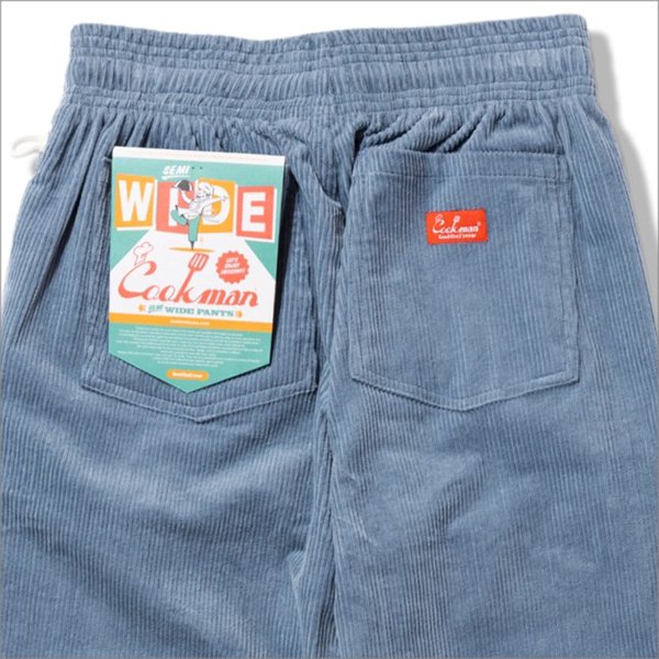 画像4: 【送料無料】COOKMAN クックマン Semiwide Chef パンツ コーデュロイ BLUE GRAY (4)