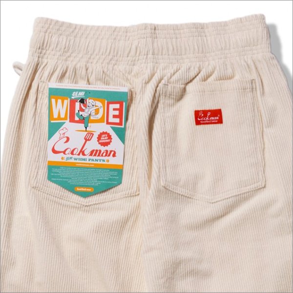 画像4: 【送料無料】COOKMAN クックマン Semiwide Chef パンツ コーデュロイ CREAM (4)