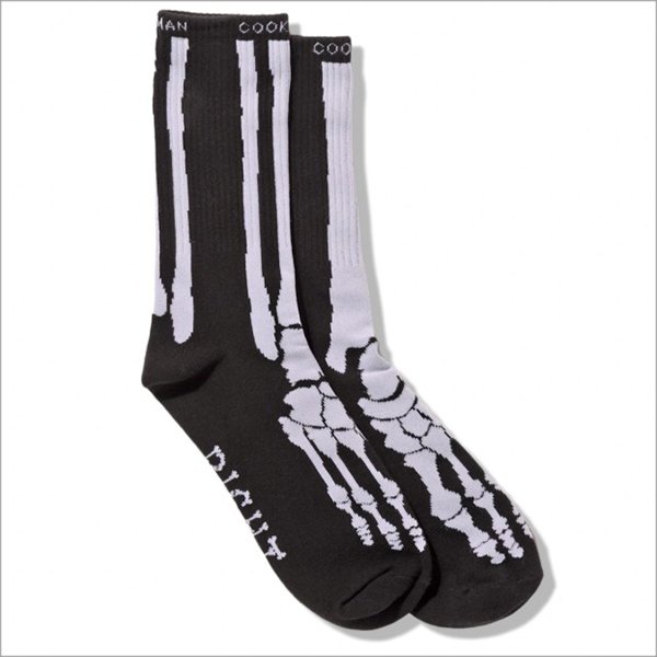 画像2: COOKMAN クックマン Rib Crew Socks Bone Black (2)