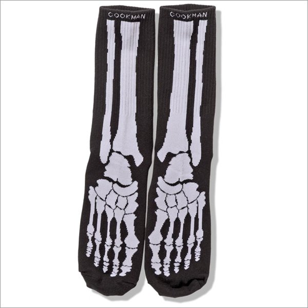 画像3: COOKMAN クックマン Rib Crew Socks Bone Black (3)