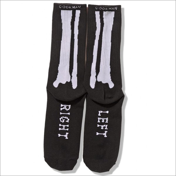 画像4: COOKMAN クックマン Rib Crew Socks Bone Black (4)