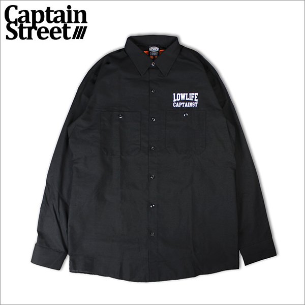 画像1: 【送料無料】CAPTAIN STREET LOW LIFE L/S ワークシャツ BLACK キャプテンストリート (1)