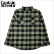 画像1: 【送料無料】CAPTAIN STREET CAPTAINST CHECK L/S シャツ OLIVE キャプテンストリート (1)