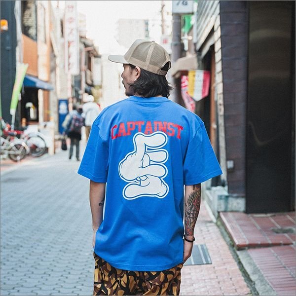 画像3: 【20%OFF】CAPTAIN STREET Hand Sign Tシャツ BLUE キャプテンストリート (3)