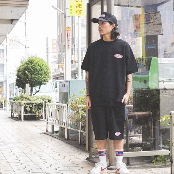 画像3: 【20%OFF】【送料無料】CAPTAIN STREET Oval Logo スウェットショーツ BLACK キャプテンストリート (3)
