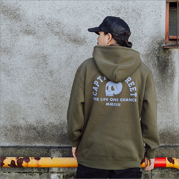 画像3: 【送料無料】CAPTAIN STREET Skull Head P/Oパーカー OLIVE キャプテンストリート (3)