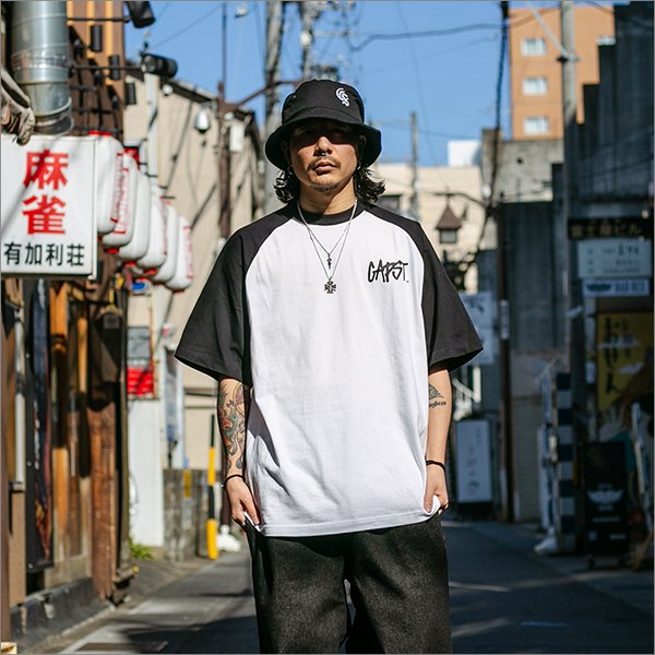 画像4: CAPTAIN STREET CAPST Logo ラグランTシャツ BLACK/WHITE キャプテンストリート (4)