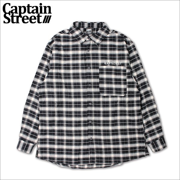 画像1: 【送料無料】CAPTAIN STREET CAPTAINST CHECK L/S シャツ BLACK キャプテンストリート (1)