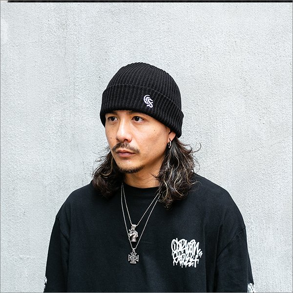 画像2: CAPTAIN STREET Classic CS ニットキャップ BLACK キャプテンストリート (2)