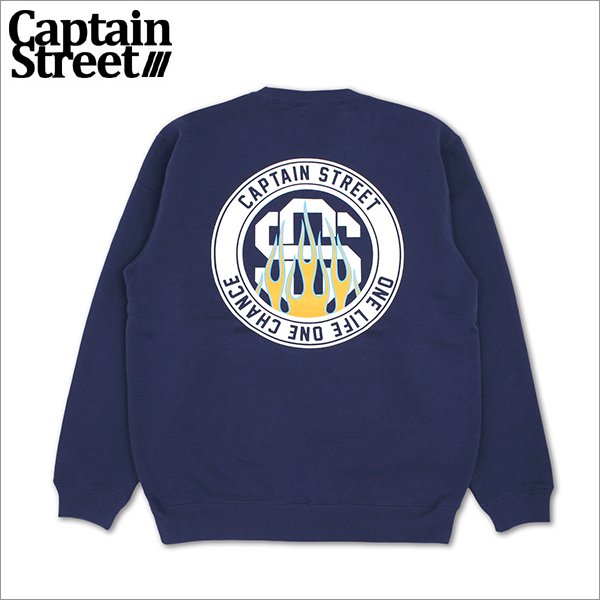 画像1: 【送料無料】CAPTAIN STREET Flame eighty クルーネックスウェット INDIGO キャプテンストリート (1)