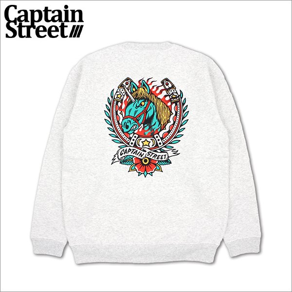 画像1: 【送料無料】CAPTAIN STREET Horse クルーネックスウェット ASH キャプテンストリート (1)