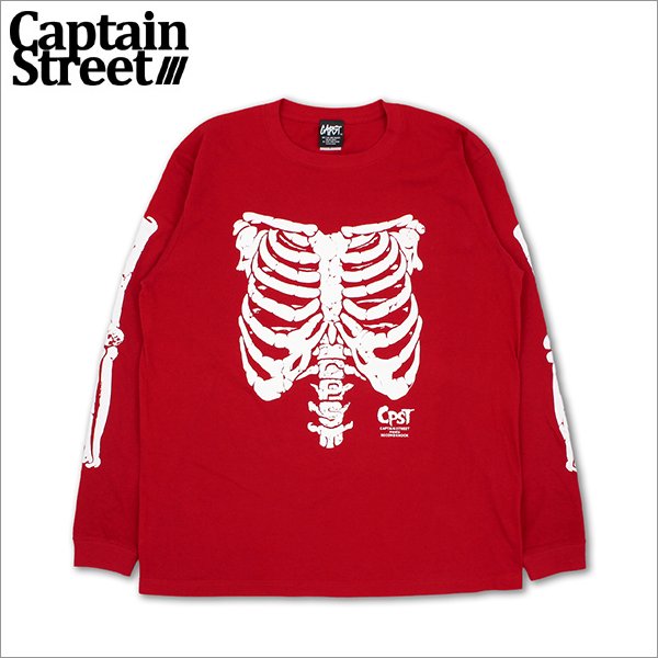画像1: CAPTAIN STREET Bone L/S Tシャツ RED キャプテンストリート (1)