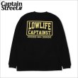 画像1: CAPTAIN STREET LOW LIFE L/S Tシャツ BLACK キャプテンストリート (1)