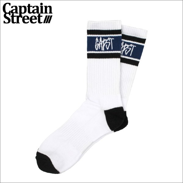 画像1: CAPTAIN STREET CAPST Logo SOCKS WHITE キャプテンストリート (1)