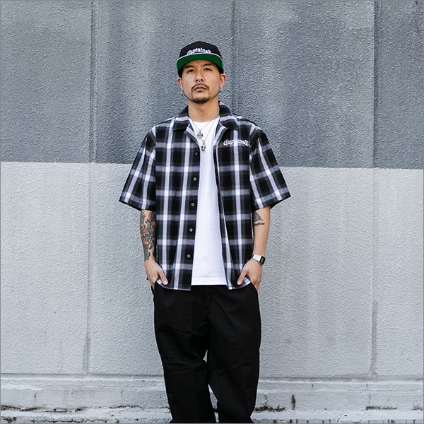 画像3: 【送料無料】CAPTAIN STREET CRN Logo S/Sチェックシャツ BLACK キャプテンストリート (3)