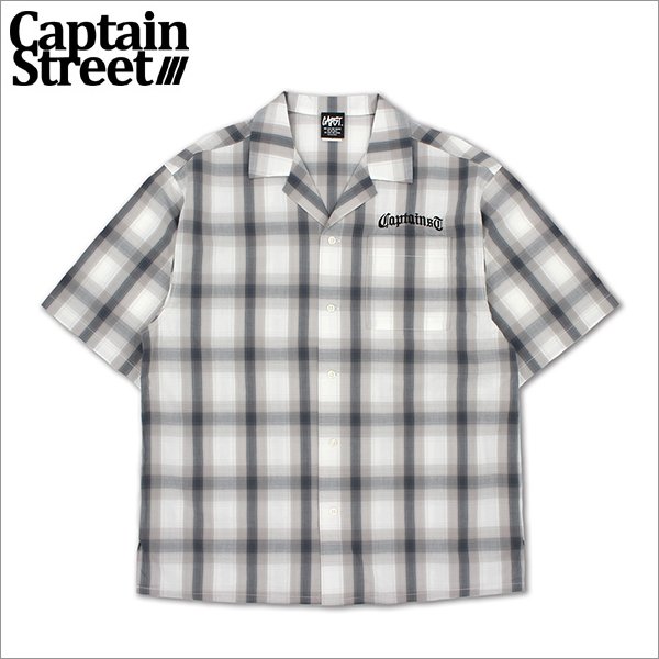 画像1: 【送料無料】CAPTAIN STREET CRN Logo S/Sチェックシャツ WHITE キャプテンストリート (1)