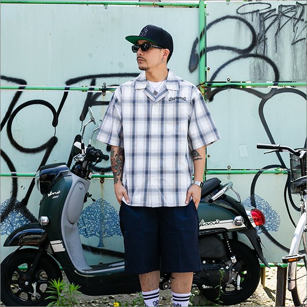 画像3: 【送料無料】CAPTAIN STREET CRN Logo S/Sチェックシャツ WHITE キャプテンストリート (3)
