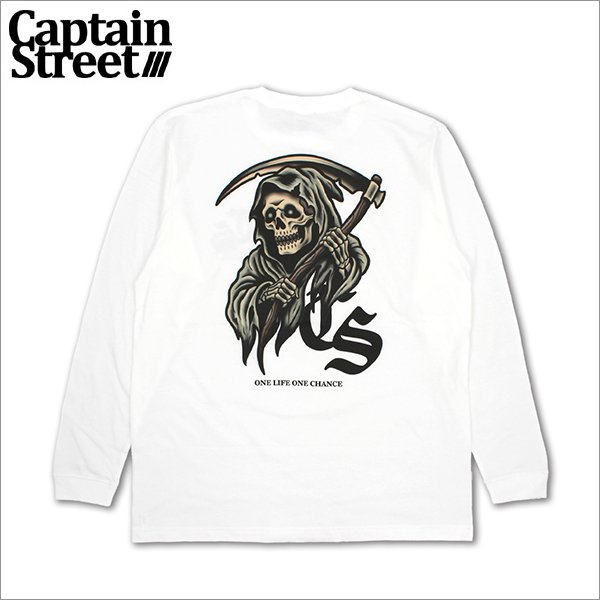 画像1: CAPTAIN STREET Reaper L/S Tシャツ WHITE キャプテンストリート (1)