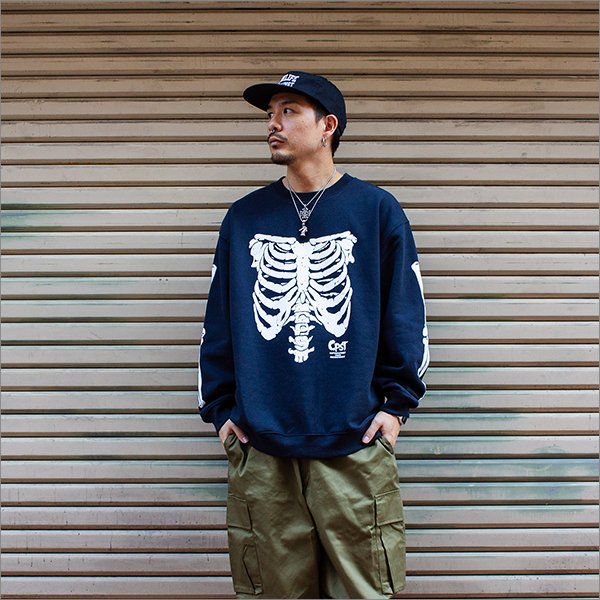 画像2: 【送料無料】CAPTAIN STREET Bone クルーネックスウェット NAVY キャプテンストリート (2)