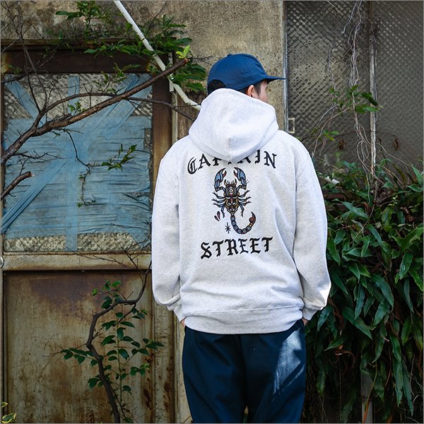 画像3: 【送料無料】CAPTAIN STREET Scorpion P/Oパーカー ASH キャプテンストリート (3)