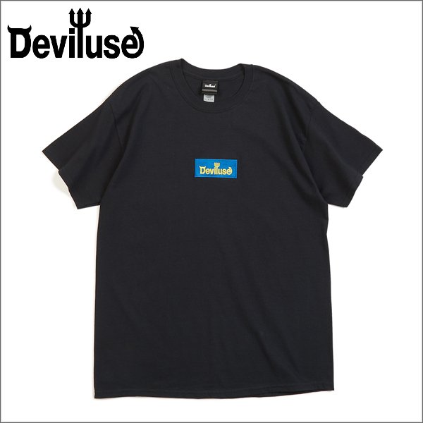 画像1: Deviluse デビルユース Blue Box Logo Tシャツ BLACK (1)