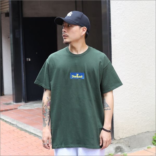 画像2: 【20％OFF】Deviluse デビルユース Blue Box Logo Tシャツ GREEN (2)
