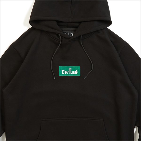 画像3: 【20％OFF】【送料無料】Deviluse デビルユース Green Box Logo P/Oパーカー BLACK (3)