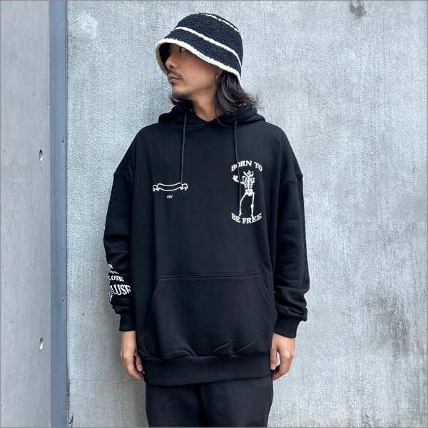 画像3: 【送料無料】Deviluse デビルユース Bone to be free P/Oパーカー BLACK (3)