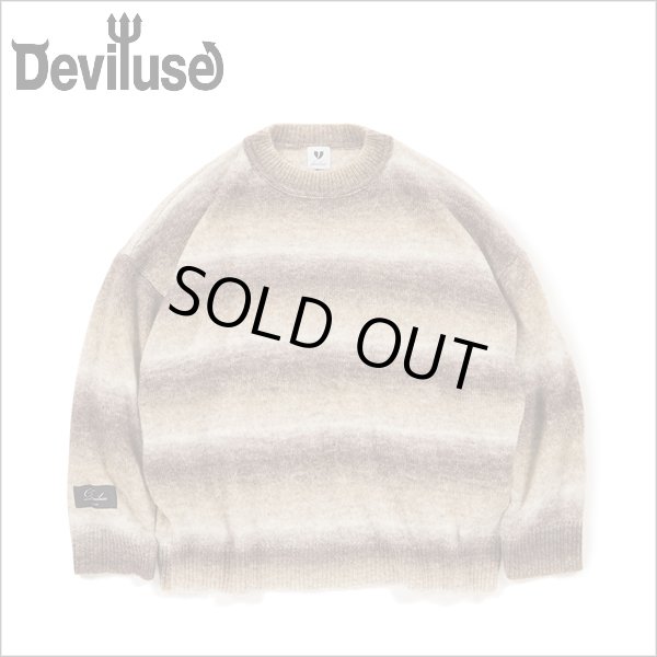 画像1: 【送料無料】Deviluse デビルユース Border Knit Crewneck BROWN (1)