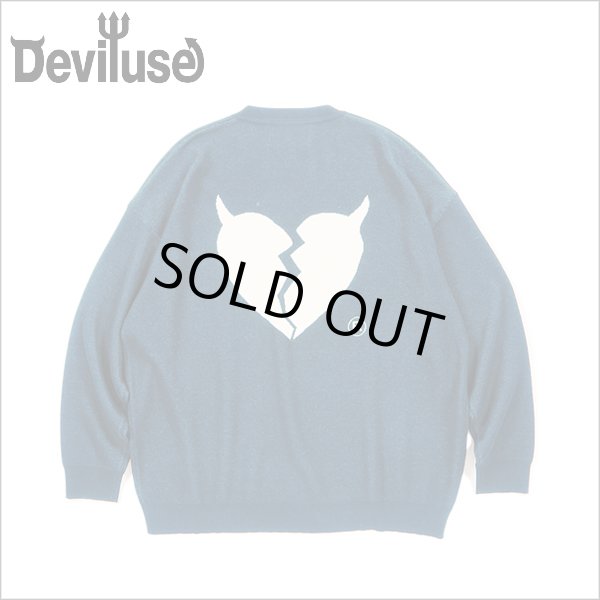 画像1: 【送料無料】Deviluse デビルユース Heartaches Knit Crewneck NAVY (1)