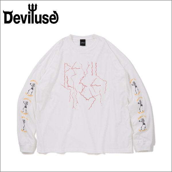 画像1: Deviluse デビルユース Lightning L/S Tシャツ WHITE (1)