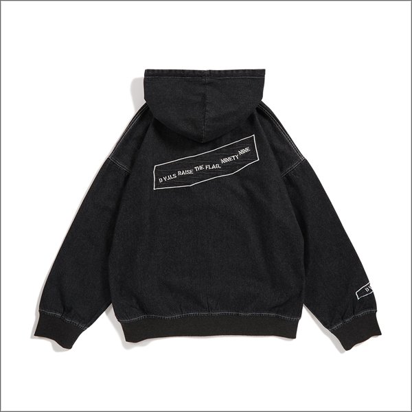 画像2: 【送料無料】Deviluse デビルユース Denim ZIPパーカー BLACK (2)
