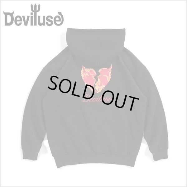 画像1: 【送料無料】Deviluse デビルユース Flame Heart P/Oパーカー BLACK (1)