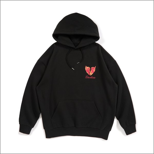 画像2: 【送料無料】Deviluse デビルユース Flame Heart P/Oパーカー BLACK (2)