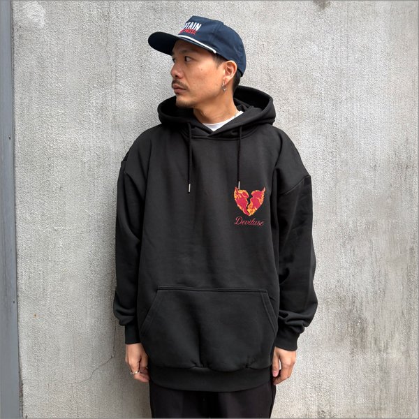 画像3: 【送料無料】Deviluse デビルユース Flame Heart P/Oパーカー BLACK (3)