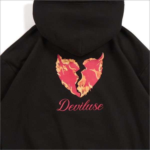 画像4: 【送料無料】Deviluse デビルユース Flame Heart P/Oパーカー BLACK (4)