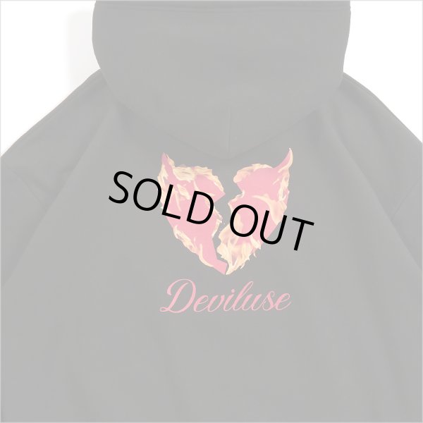 画像4: 【送料無料】Deviluse デビルユース Flame Heart P/Oパーカー BLACK (4)