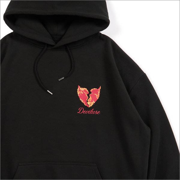 画像5: 【送料無料】Deviluse デビルユース Flame Heart P/Oパーカー BLACK (5)