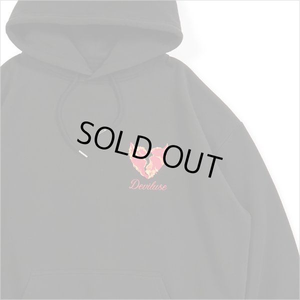 画像5: 【送料無料】Deviluse デビルユース Flame Heart P/Oパーカー BLACK (5)