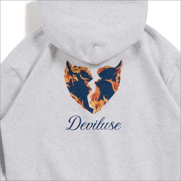 画像4: 【送料無料】Deviluse デビルユース Flame Heart P/Oパーカー ASH (4)