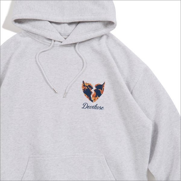 画像5: 【送料無料】Deviluse デビルユース Flame Heart P/Oパーカー ASH (5)