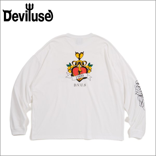 画像1: Deviluse デビルユース Heart Lock L/S Tシャツ WHITE (1)