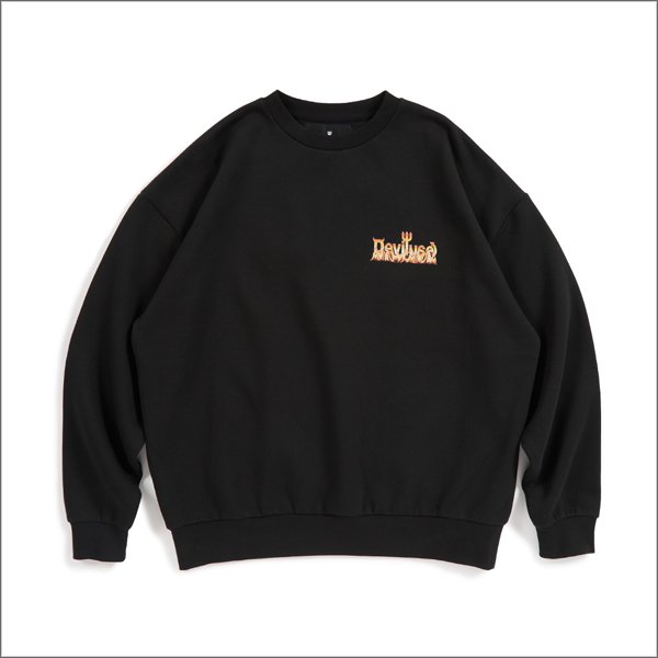 画像2: 【送料無料】Deviluse デビルユース Flame Logo クルーネックスウェット BLACK (2)