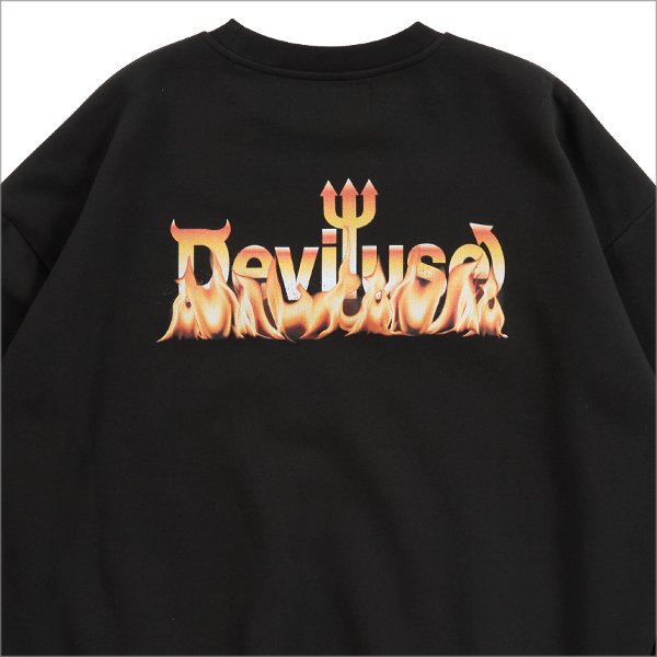 画像4: 【送料無料】Deviluse デビルユース Flame Logo クルーネックスウェット BLACK (4)