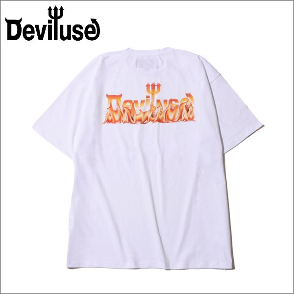 画像1: Deviluse デビルユース Flame Logo Tシャツ WHITE (1)
